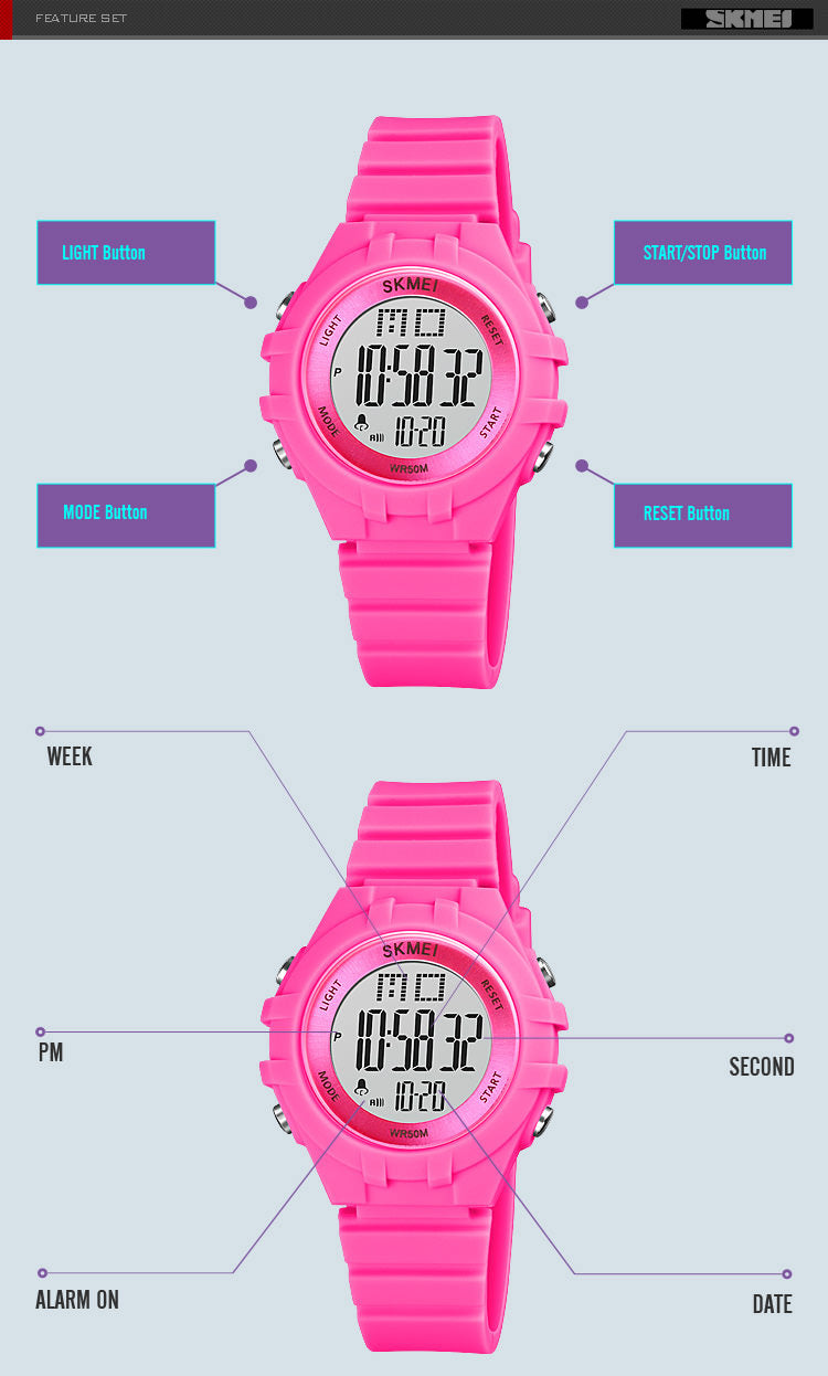 SKMEI 1716 Montres numériques pour enfants pour filles et garçons