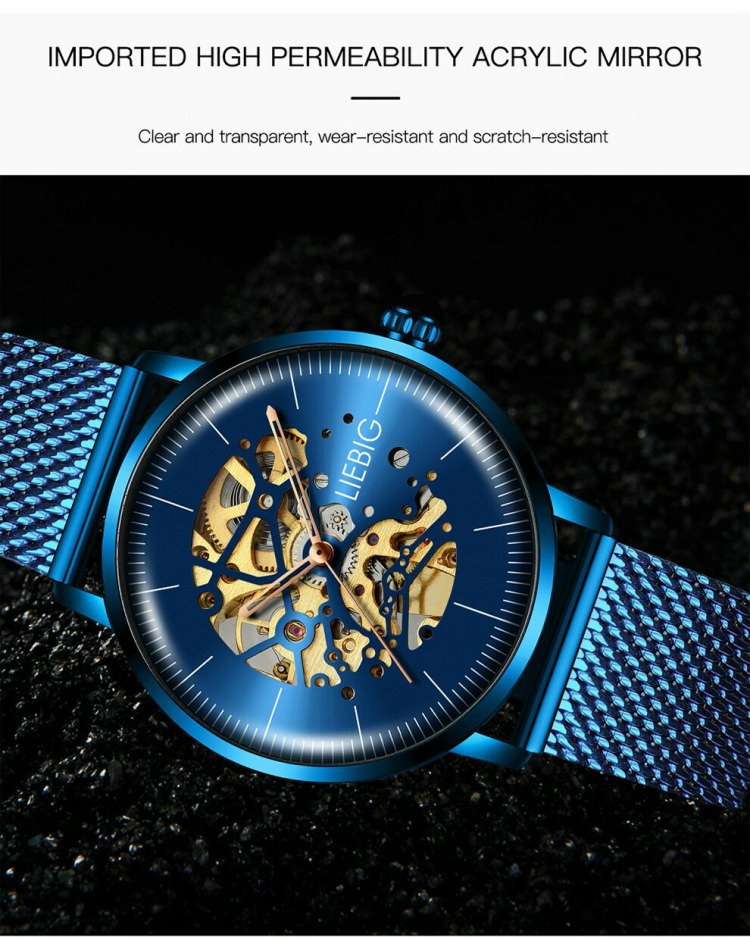 LIEBIG L3001 Montre squelette à engrenages exposés pour homme