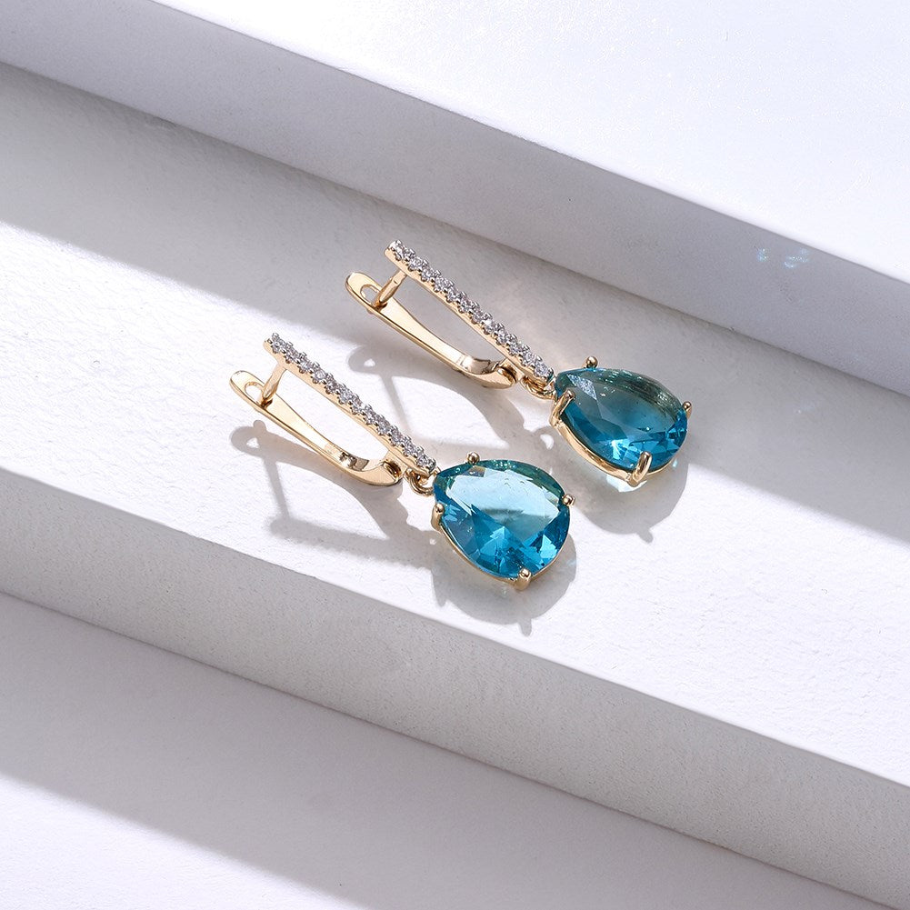 SKMEI KZCE298 Blue Crystal Teardrop Earrings Studs