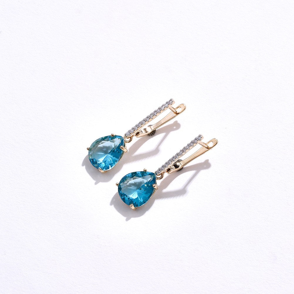 SKMEI KZCE298 Boucles d'oreilles en forme de larme en cristal bleu