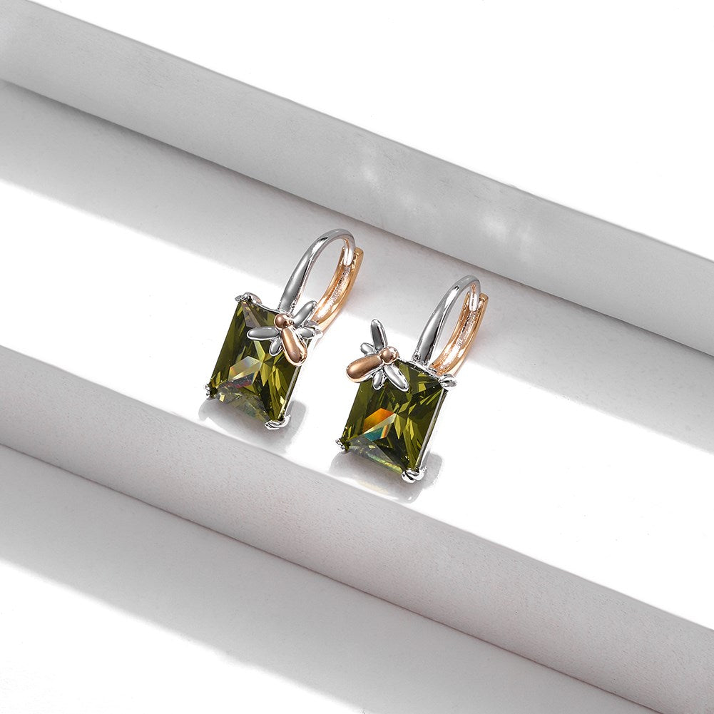 SKMEI KZCE297 Boucles d'oreilles carrées vert olive