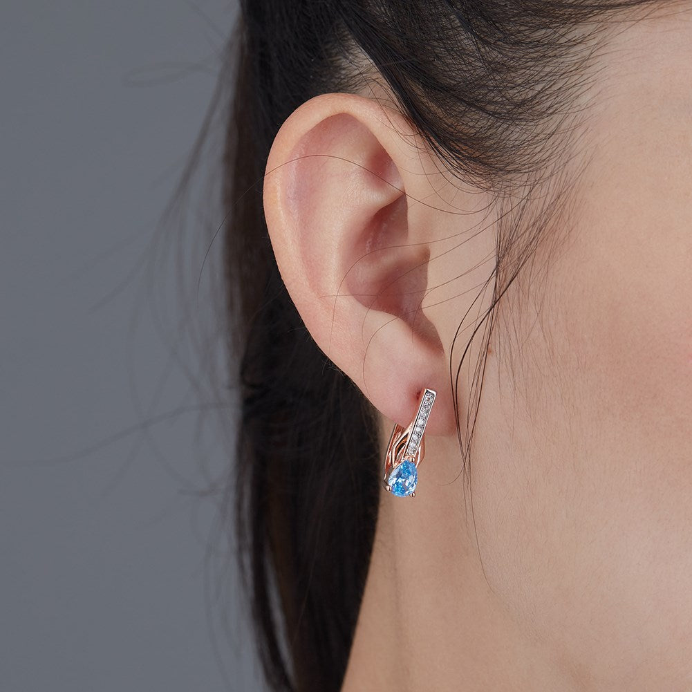 SKMEI KZCE299 Pendientes de lágrima de cristal azul para mujer