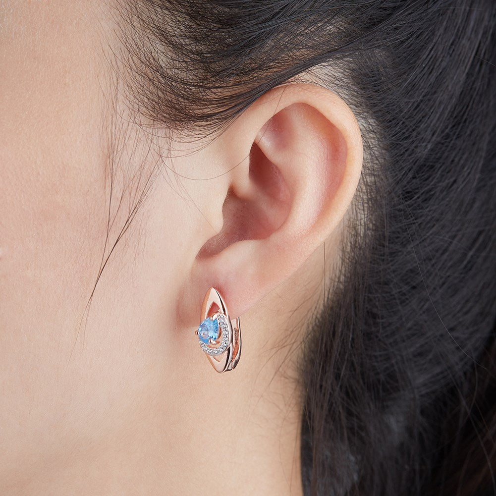 Pendientes SKMEI KZCE300 con diamantes en forma de lágrima azul para mujer