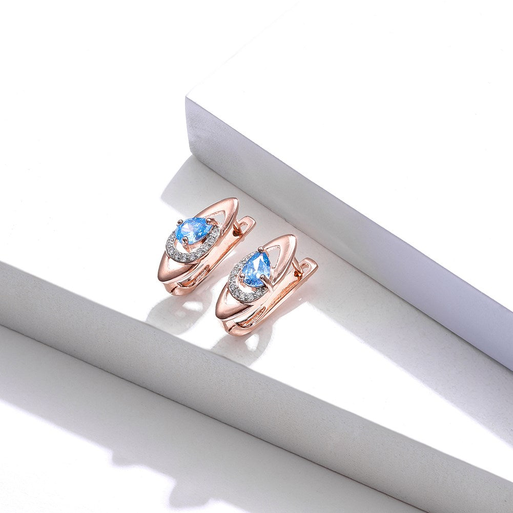 SKMEI KZCE300 Boucles d'oreilles à tige en diamant bleu en forme de larme pour femme