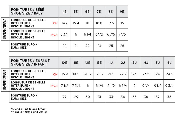 Baby boots size guide