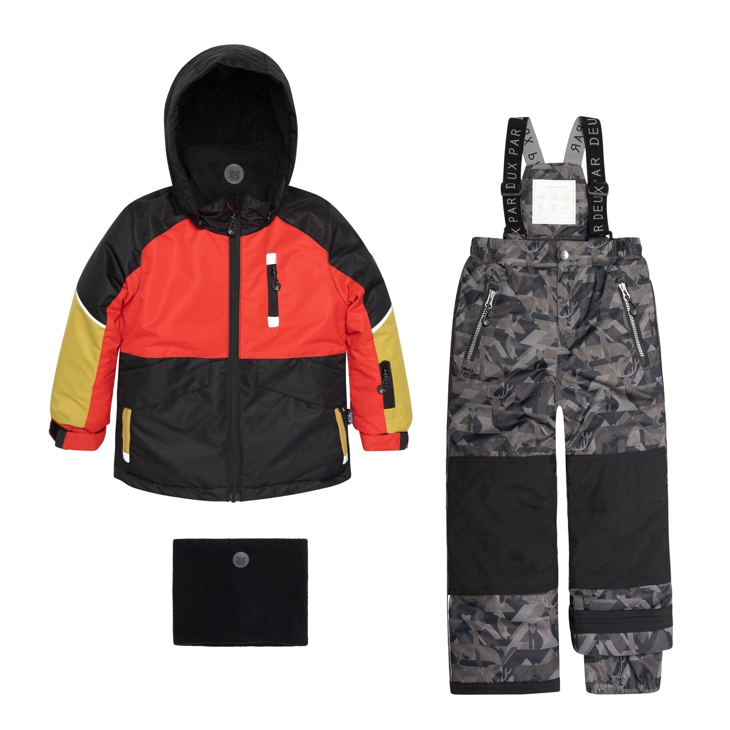 Printed Camo Two Piece Snowsuit Dark Grey, Red And Green Lime E10M809_017