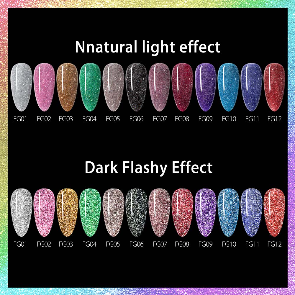 CANNI reflective disco nail gel shade card
