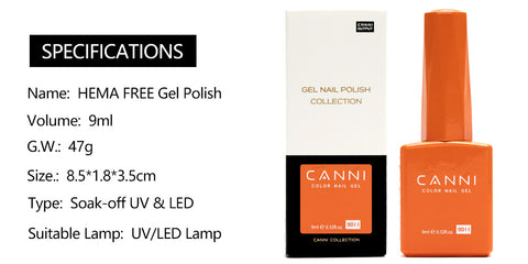 CANNI Hema Free UV Nail Gel Specifications