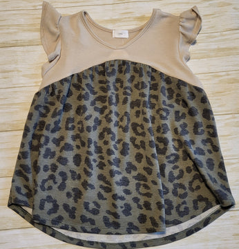 Olive leopard/Beige Top