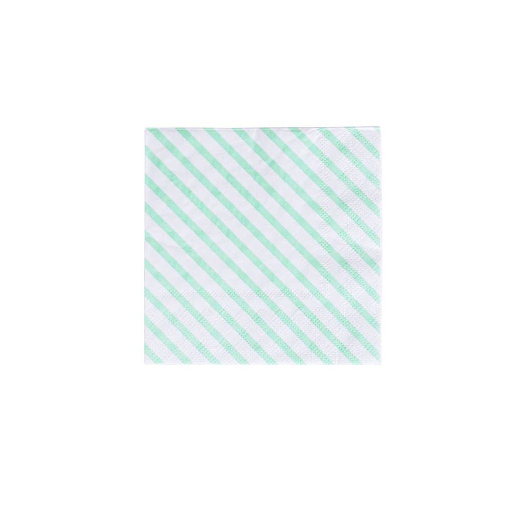 Oh Happy Day Napkins (Cocktail) - Mint Stripes