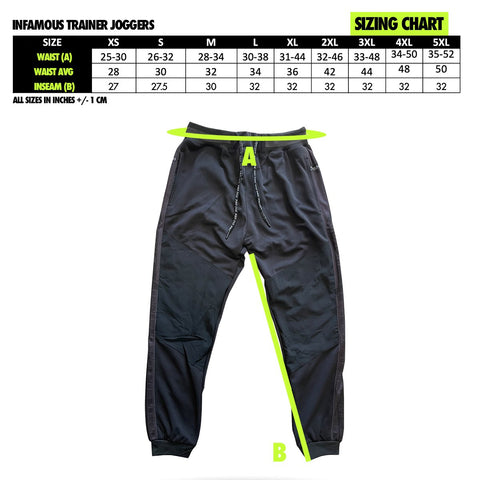 Infamous Trainer Joggers Paintball Pant sizing info