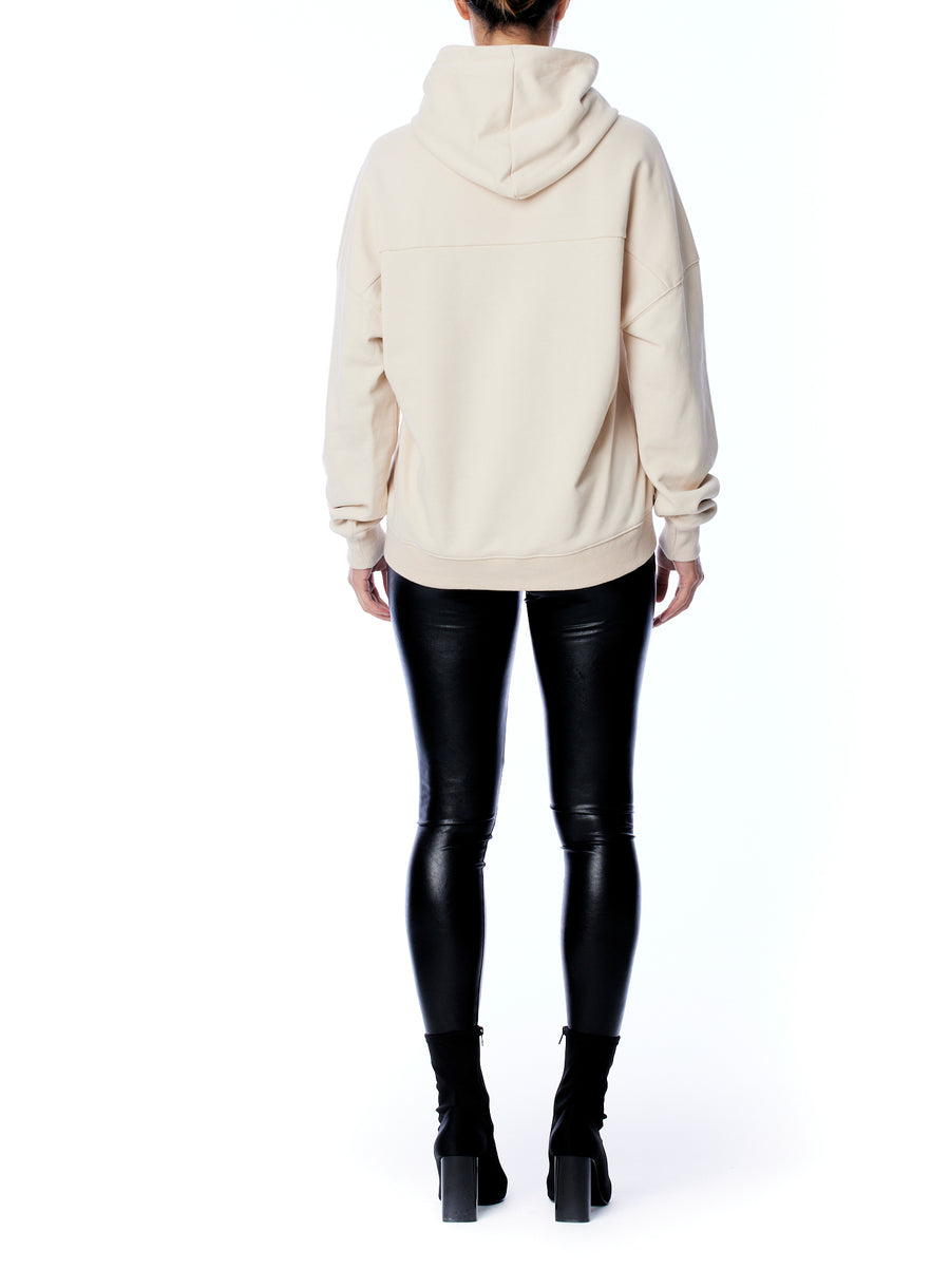 Hoodie with long sleeves, hood, arm seam detailing, ribbed hem and cuffs in sand