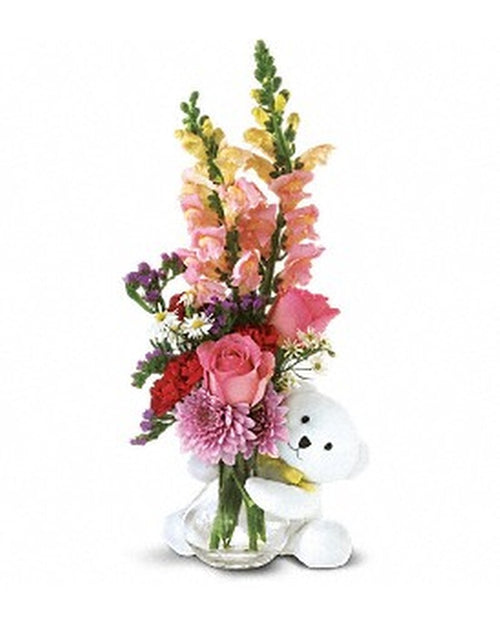 EF524- Pink Roses And A Bear Hug