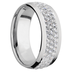 Ring with 3 Row Half Eternity Gemstones