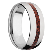 Ring with Red Dinosaur Bone Inlay