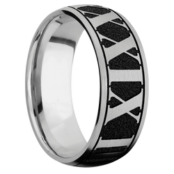 Ring with Roman Numeral 4 Pattern