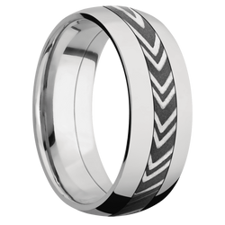 Ring with Zebra Damascus Steel Inlay