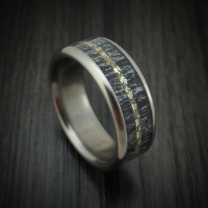 Titanium and Premium Elk Antler Men's Ring with Gold Custom Made ...