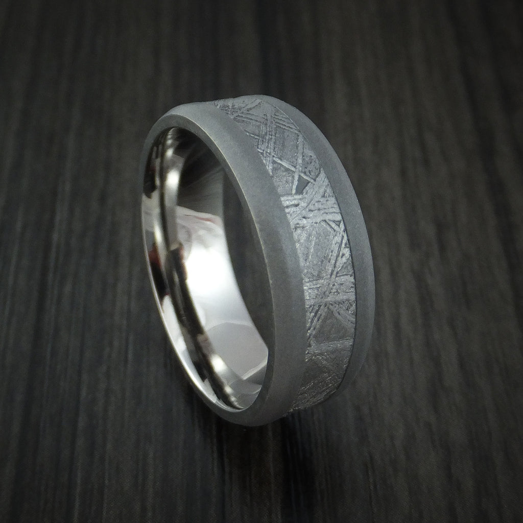 Gibeon Meteorite in Titanium Wedding Band Revolution