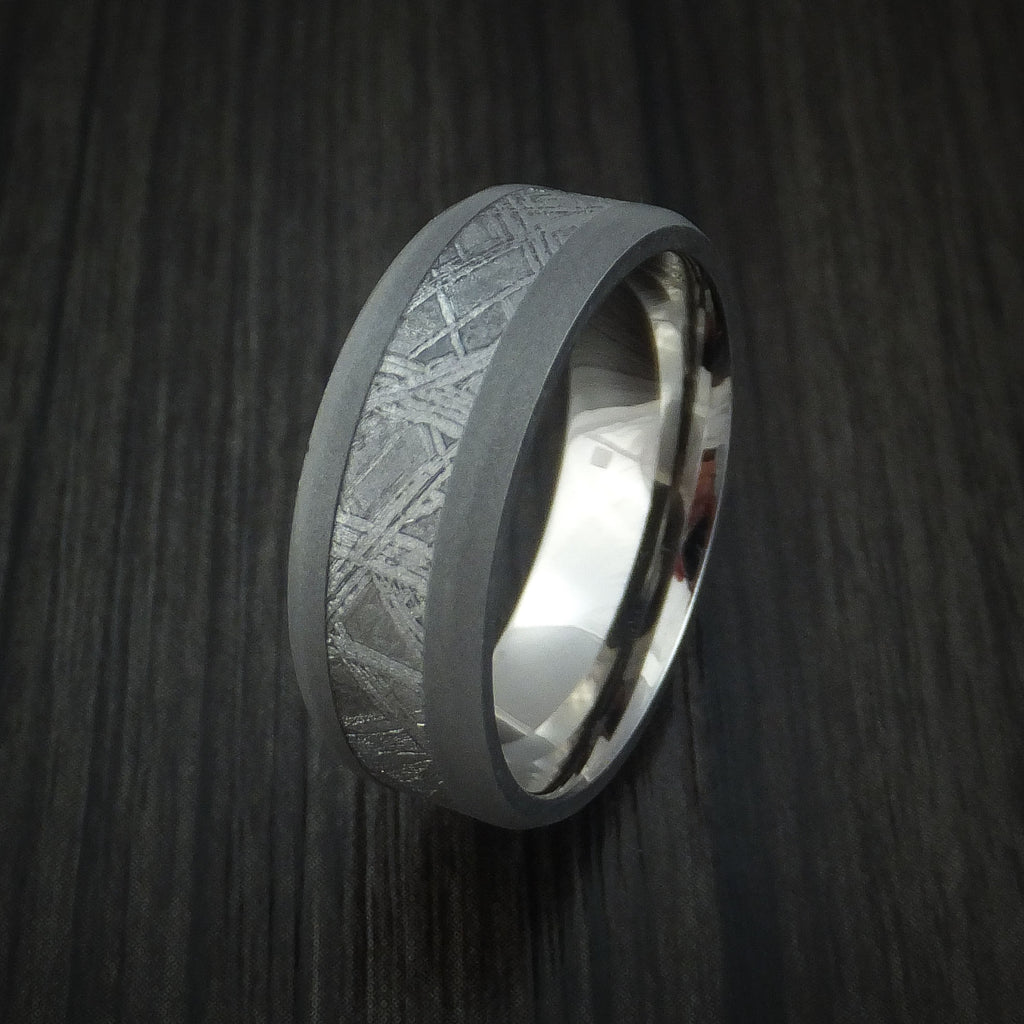 Gibeon Meteorite in Titanium Wedding Band Revolution