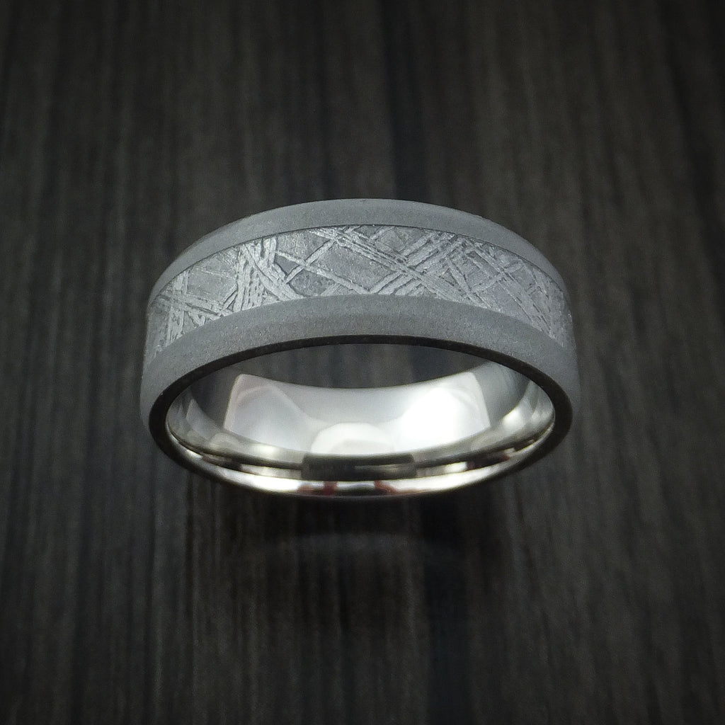 Gibeon Meteorite in Titanium Wedding Band Revolution