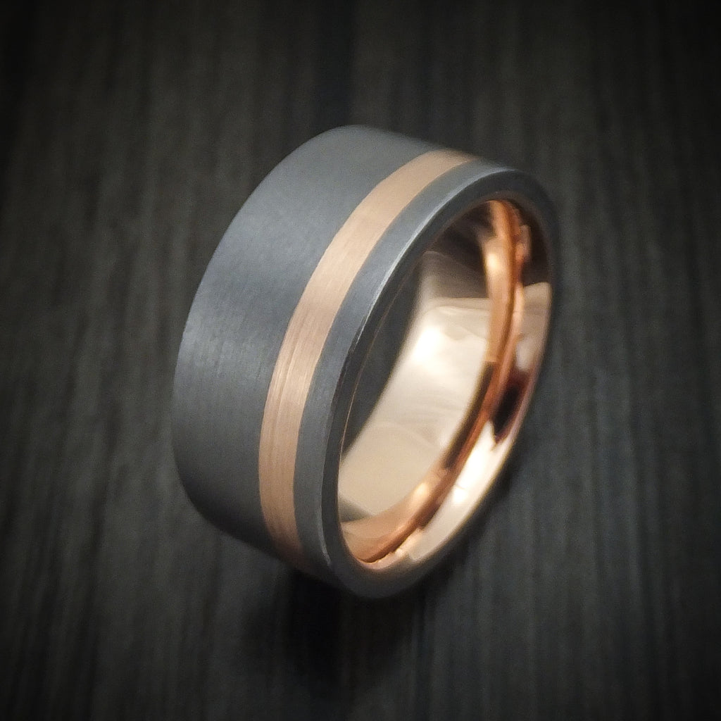 Tantalum and 14K Gold Ring with Inlay and Sleeve