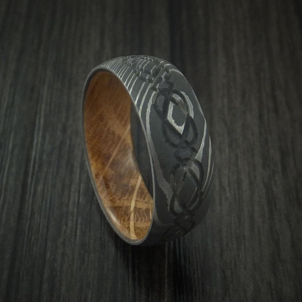 Damascus Steel Celtic Knot Ring Infinity Design with Hardwood Sleeve ...