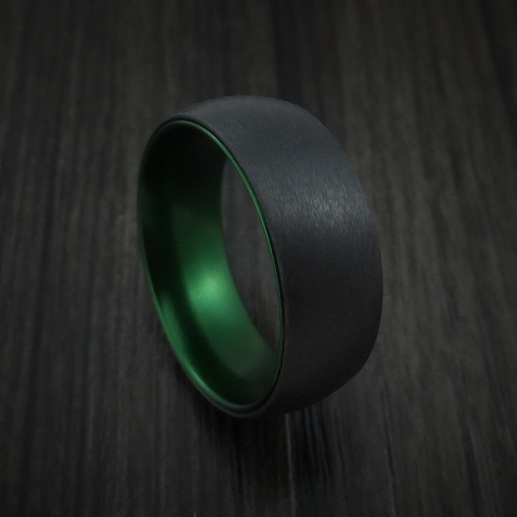 Black Zirconium with Green Anodized Sleeve Custom Made Men's Band Choo ...