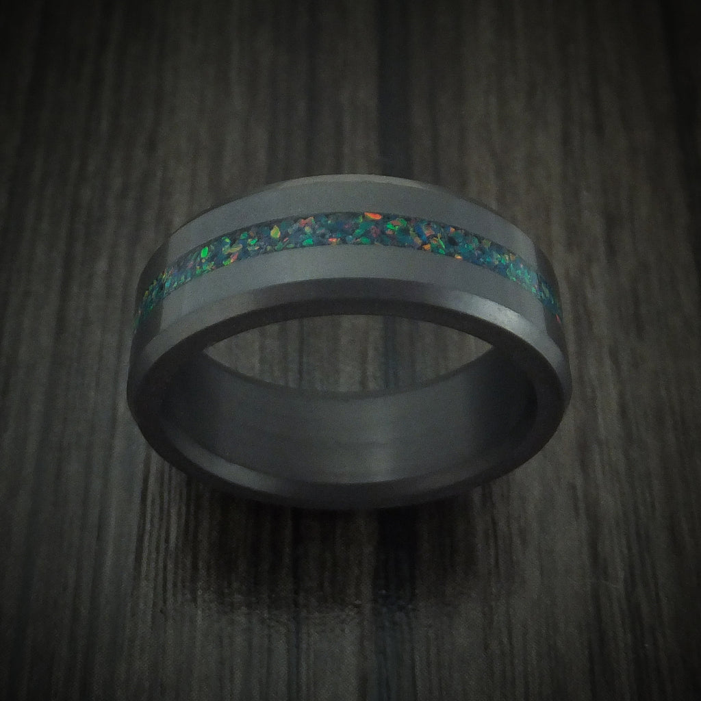 Elysium Black Diamond Wedding Band Beveled With Polish