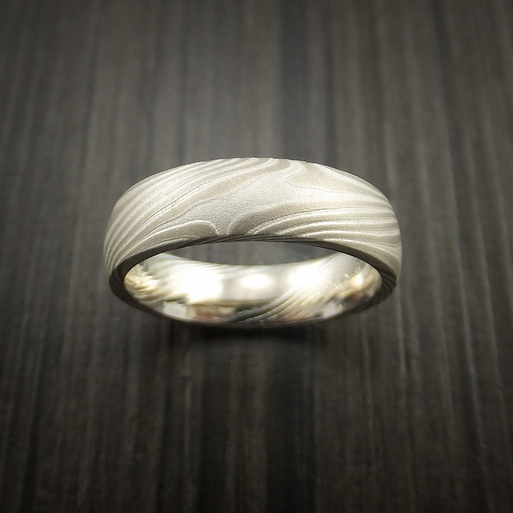Mokume Palladium and Sterling Silver Ring Solid Ring Design Handcrafte ...