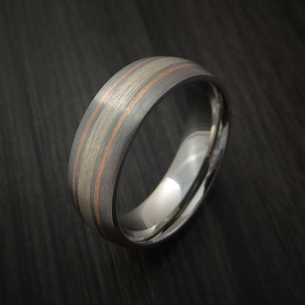 Cobalt Chrome Band with Silver Inlay and 14K Rose Gold Inlays Custom M ...
