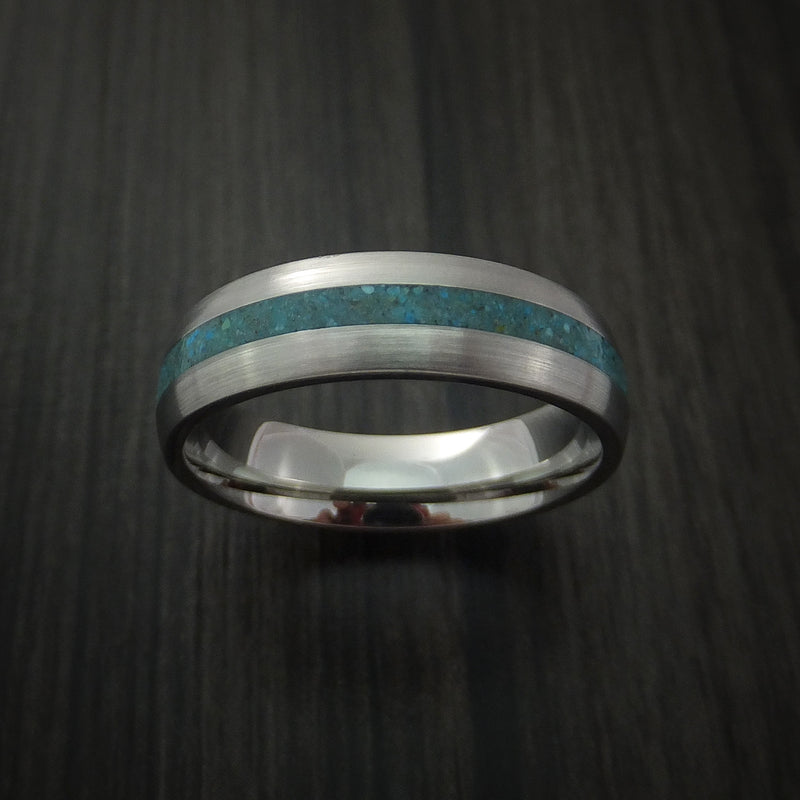 Titanium Men's Ring with Turquoise Inlay Custom Made Band | Revolution ...