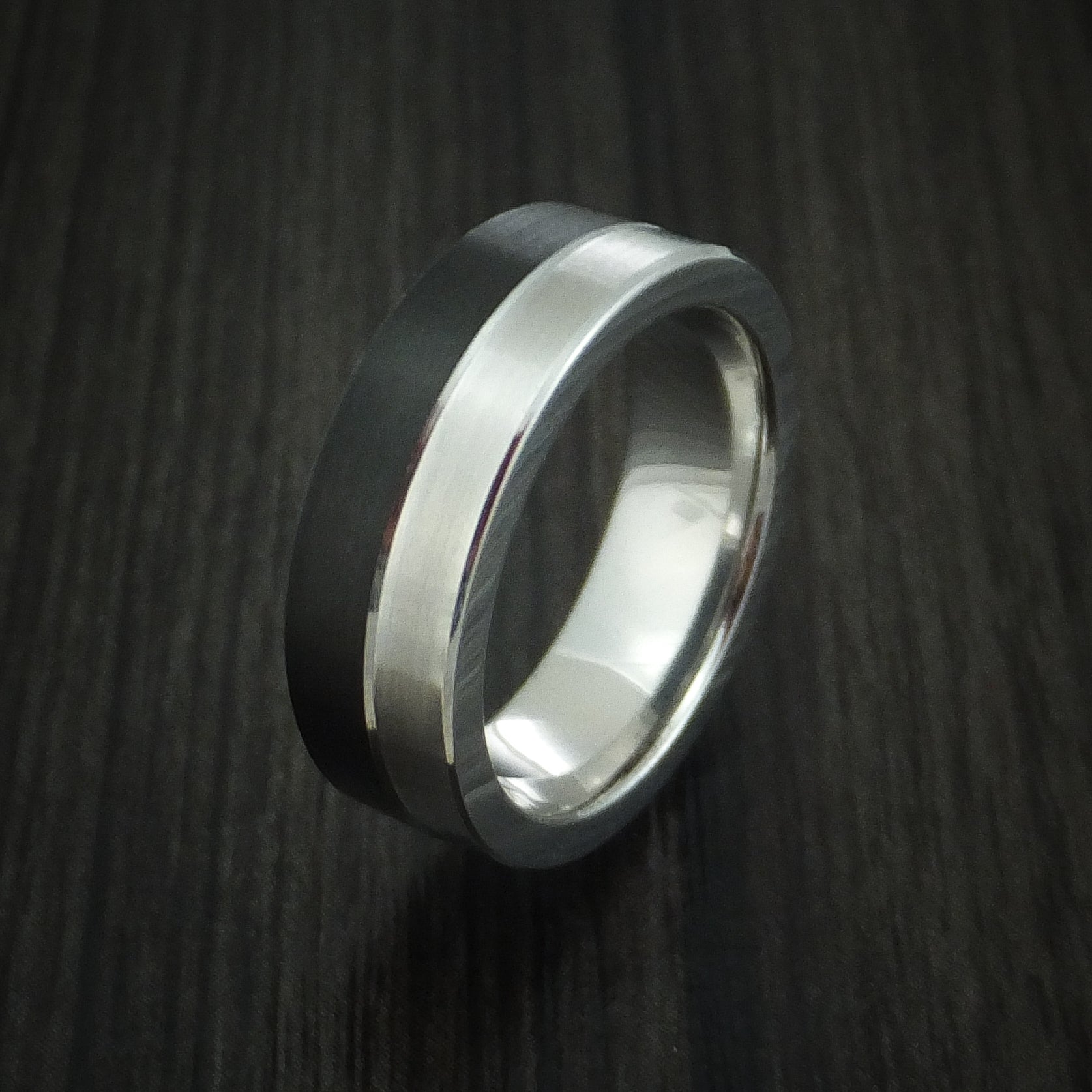 Cobalt and Black Cobalt Band Custom Made Two-Tone Men's Ring ...