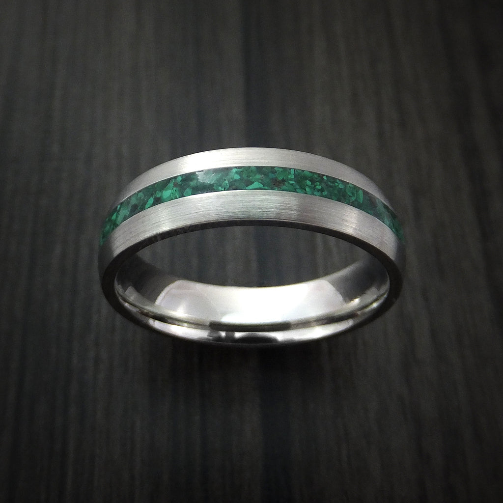 Titanium Ring with Malachite Stone Inlay Custom Made | Revolution ...