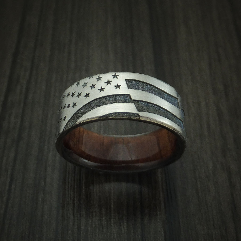 Titanium American Flag Custom Made United States Flag Men's Ring with ...