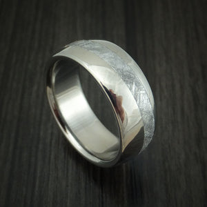 Titanium and Diagonal Meteorite Men's Ring Custom Made Band ...