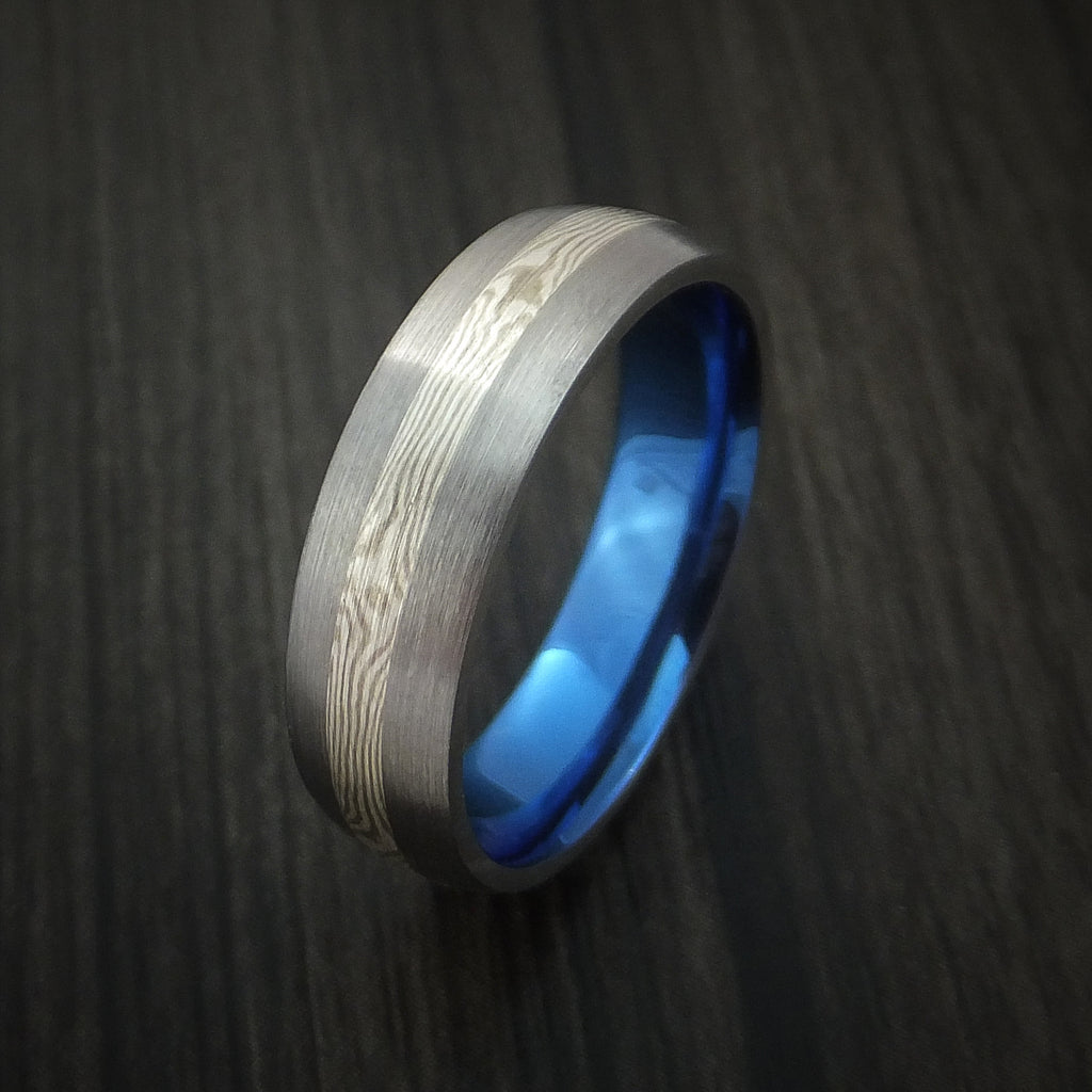 Titanium and Mokume Ring with Anodized Interior | Revolution Jewelry ...
