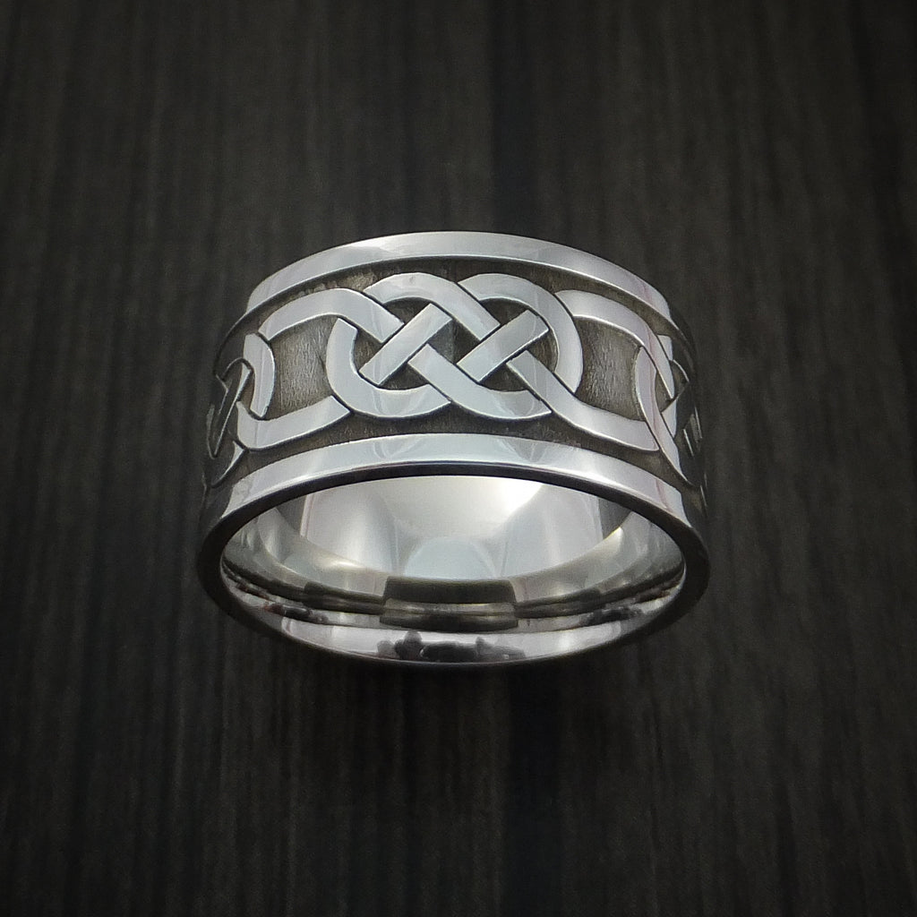 Wide Cobalt Chrome Claddagh Celtic Knot Men's Ring Custom Made Band ...