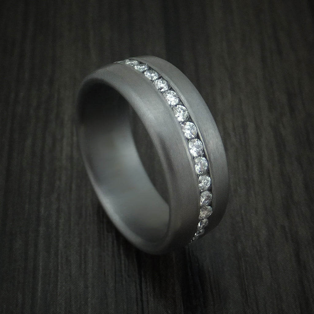 Tantalum Band with Satin Finish and Diamonds Custom Made