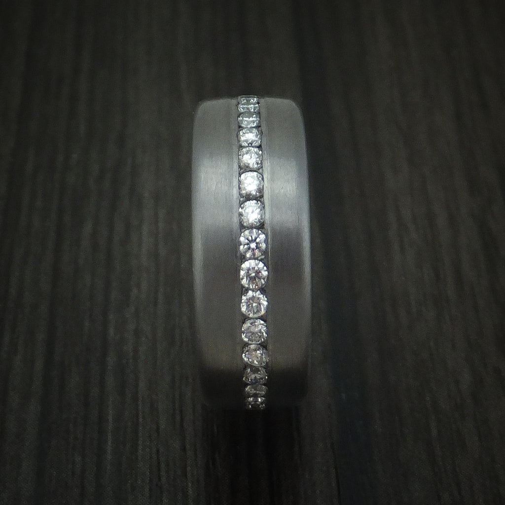 Tantalum Band with Satin Finish and Diamonds Custom Made