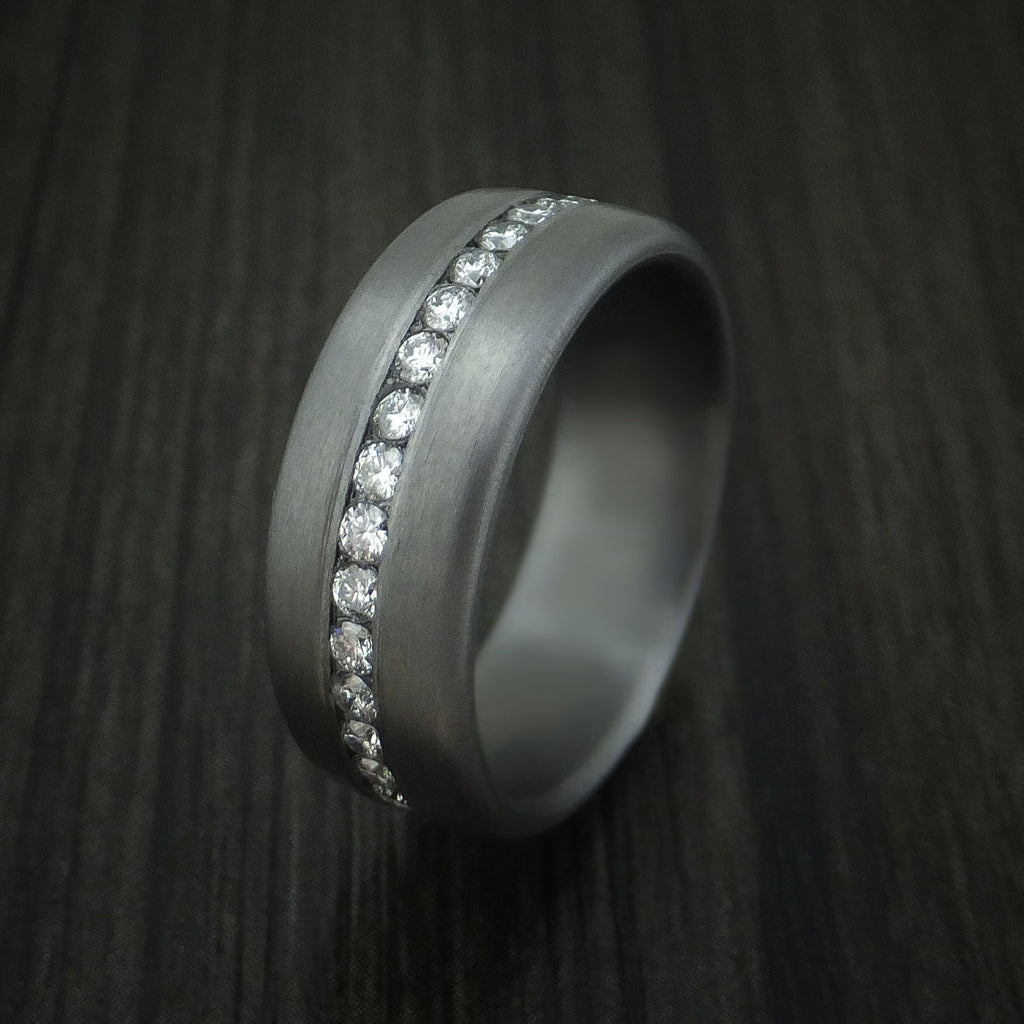 Tantalum Band with Satin Finish and Diamonds Custom Made