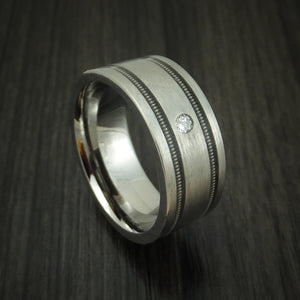 Titanium and Guitar String Men's Ring with Diamond Custom Made Band ...