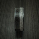 Black Zirconium Dinosaur Bone and Gibeon Meteorite Ring with Wood Sleeve Custom Made Fossil Band