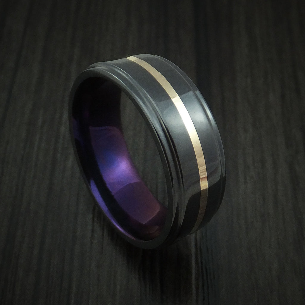 Black Zirconium with 14k Yellow Gold and Anodized Sleeve Custom Made M ...