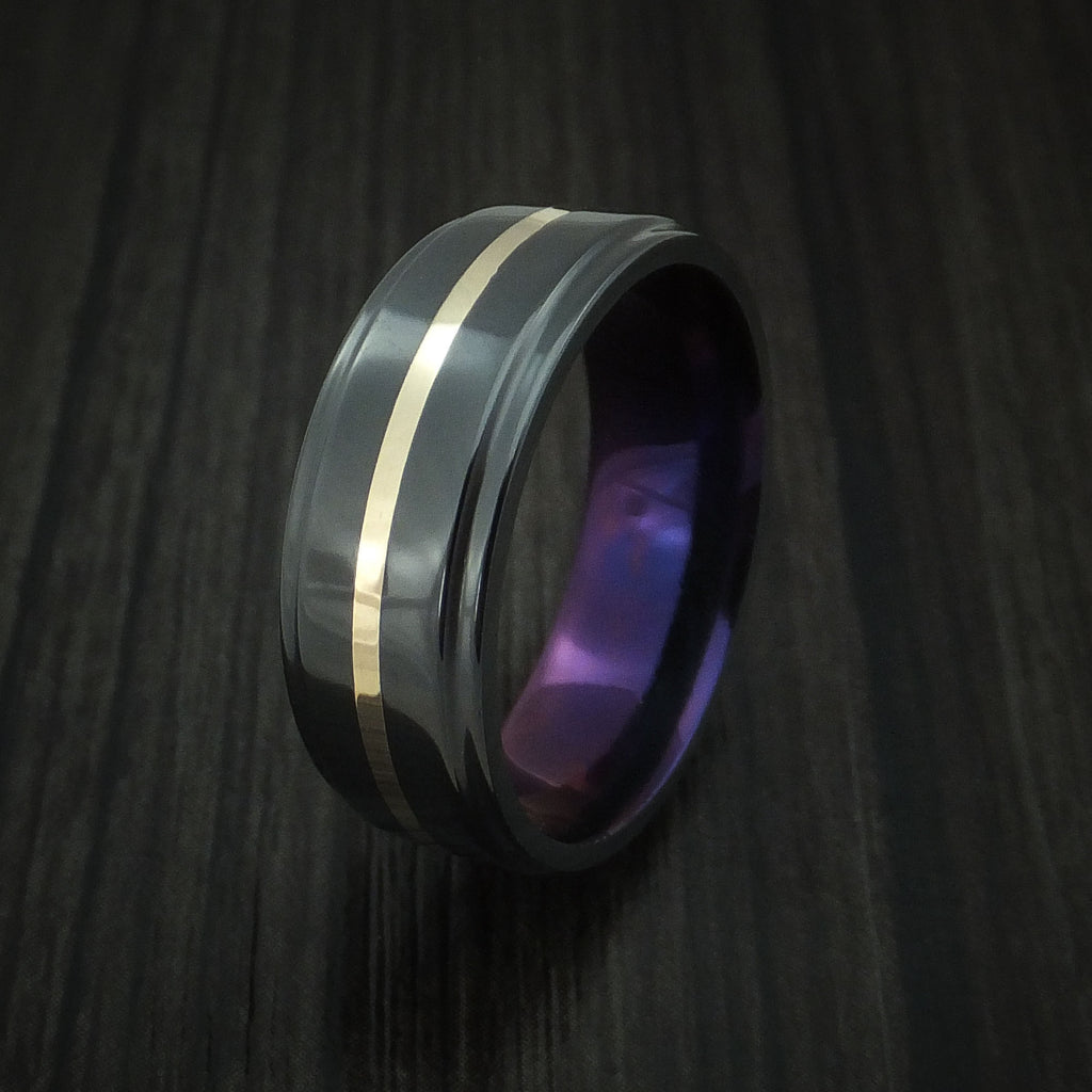 Black Zirconium with 14k Yellow Gold and Anodized Sleeve Custom Made M ...