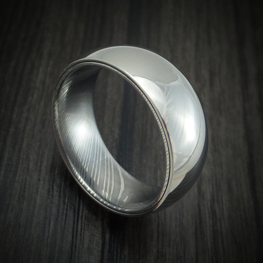 Titanium Men's Ring with Damascus Steel Sleeve | Revolution Jewelry