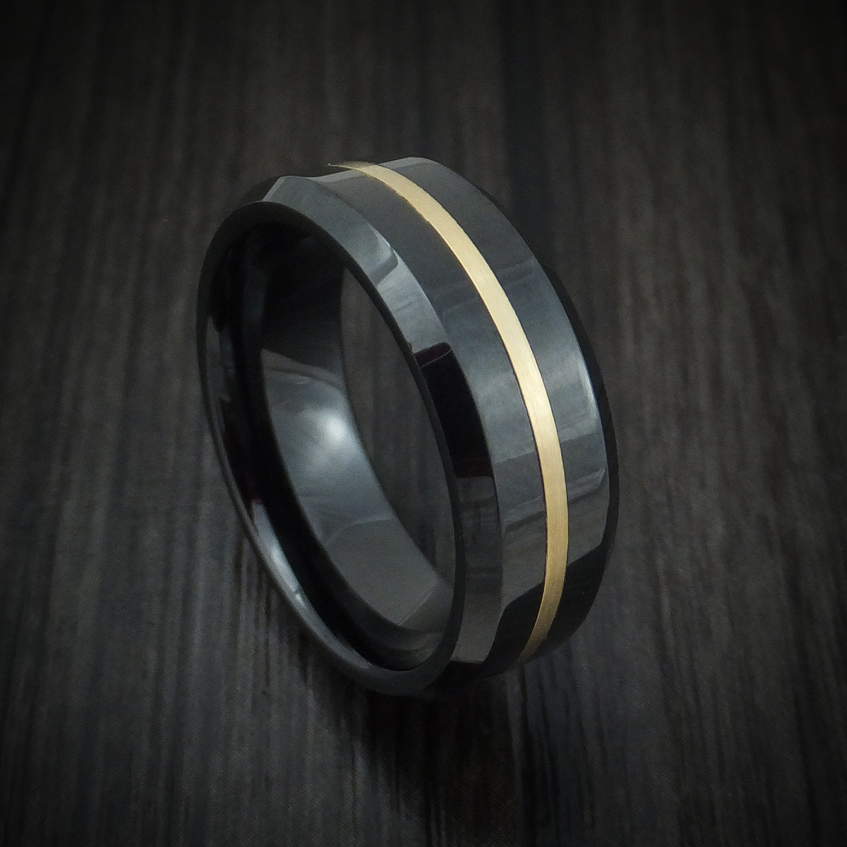 Black Ceramic and 14K Gold Men's Ring Custom Made | Revolution Jewelry