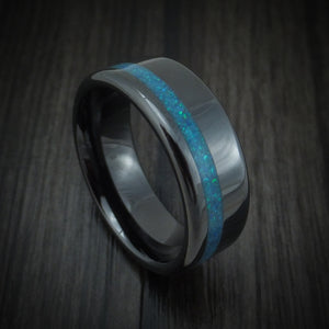 Black Ceramic and Opal Men's Ring Custom Made | Revolution Jewelry