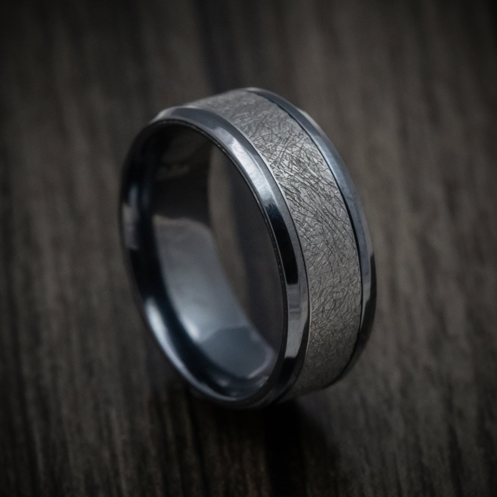 Black Titanium and Splatter Finish Tantalum Custom Mens Ring