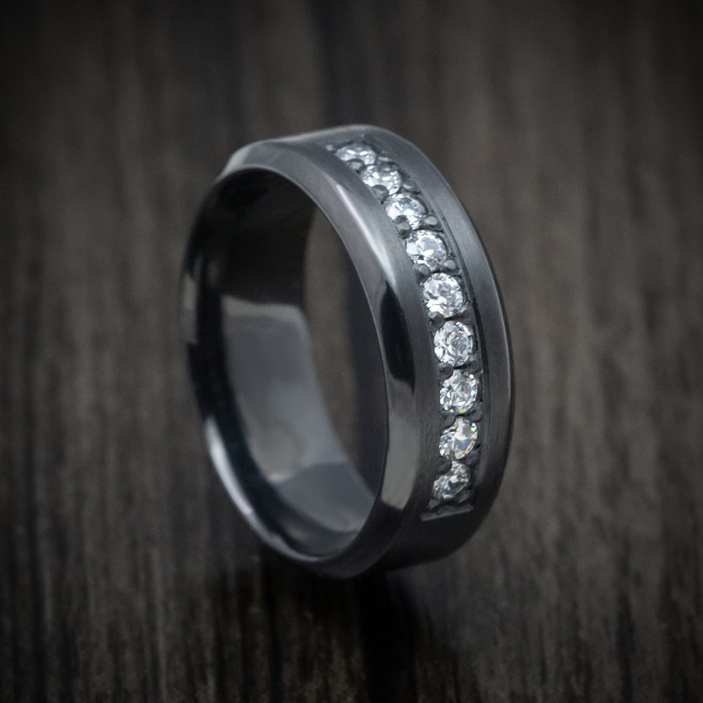 Black Zirconium and Diamond Men's Ring Custom Made | Revolution Jewelry